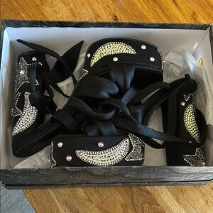 Elegant Black Rhinestone Women's Shoes